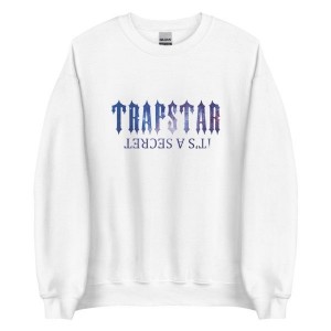 White Mens Trapstar It’s A Secret Shining Galaxy Sweatshirts | YAD-683259