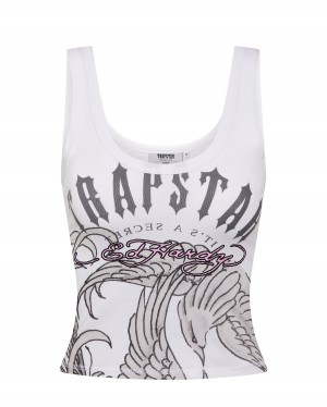 White Womens Trapstar x Ed Hardy Vest | HTI-932164