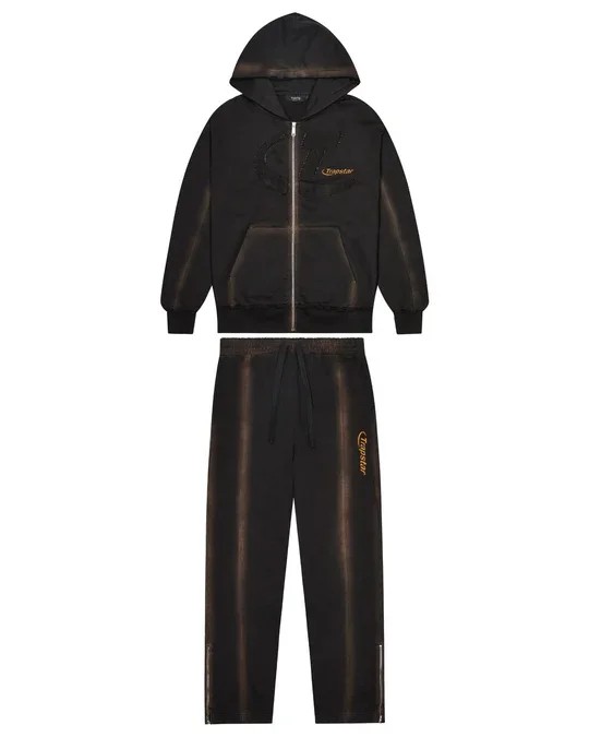 Black Brown Mens Trapstar Irongate Rivet 2.0 Tracksuits | SPO-327914