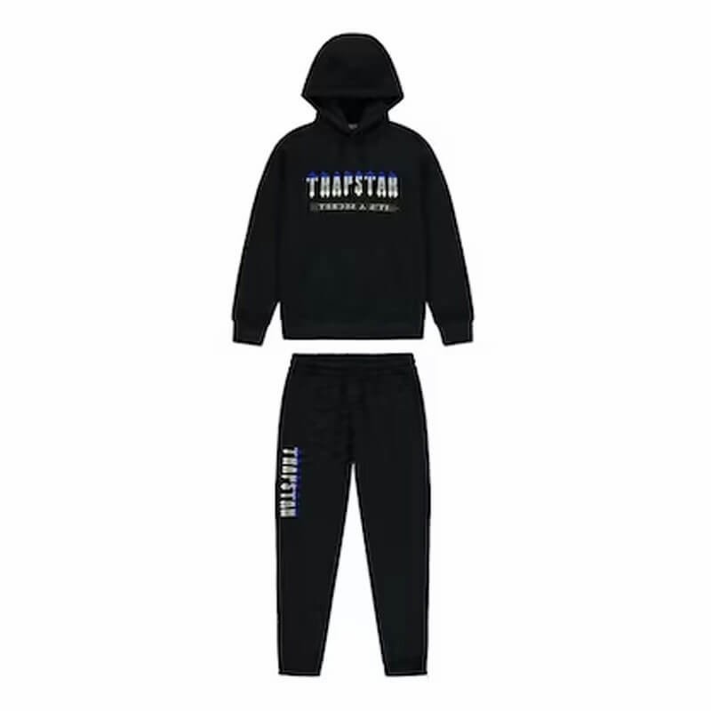 Black Mens Trapstar Chenille Decoded 2.0 Hooded Tracksuits | SJL-018574