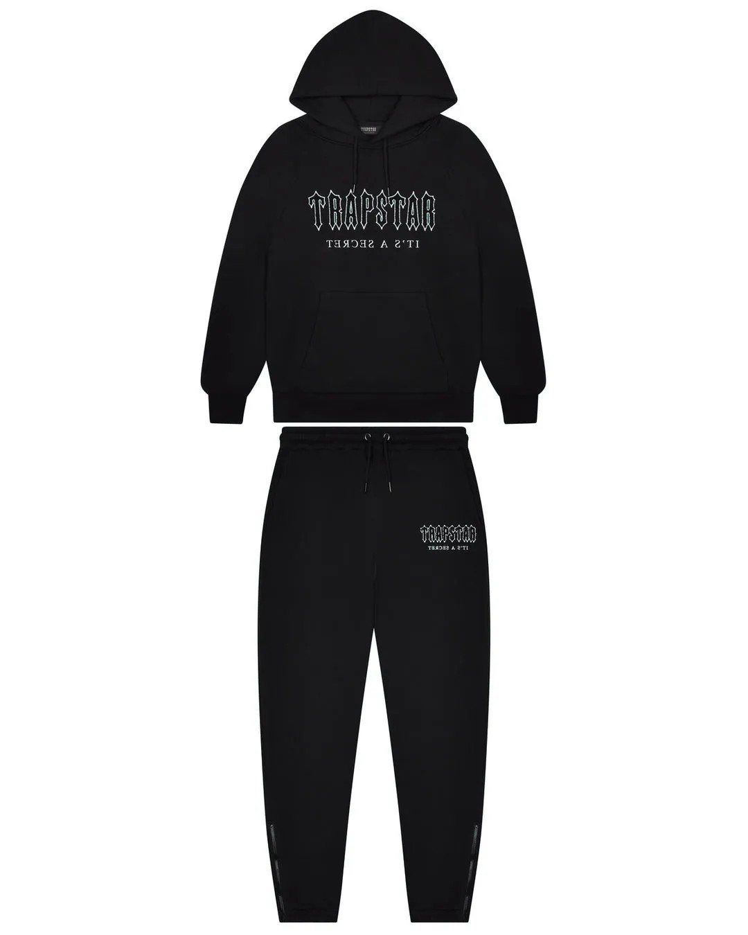 Black Mens Trapstar Decoded Solid Chenille Hooded Tracksuits | HXN-346897