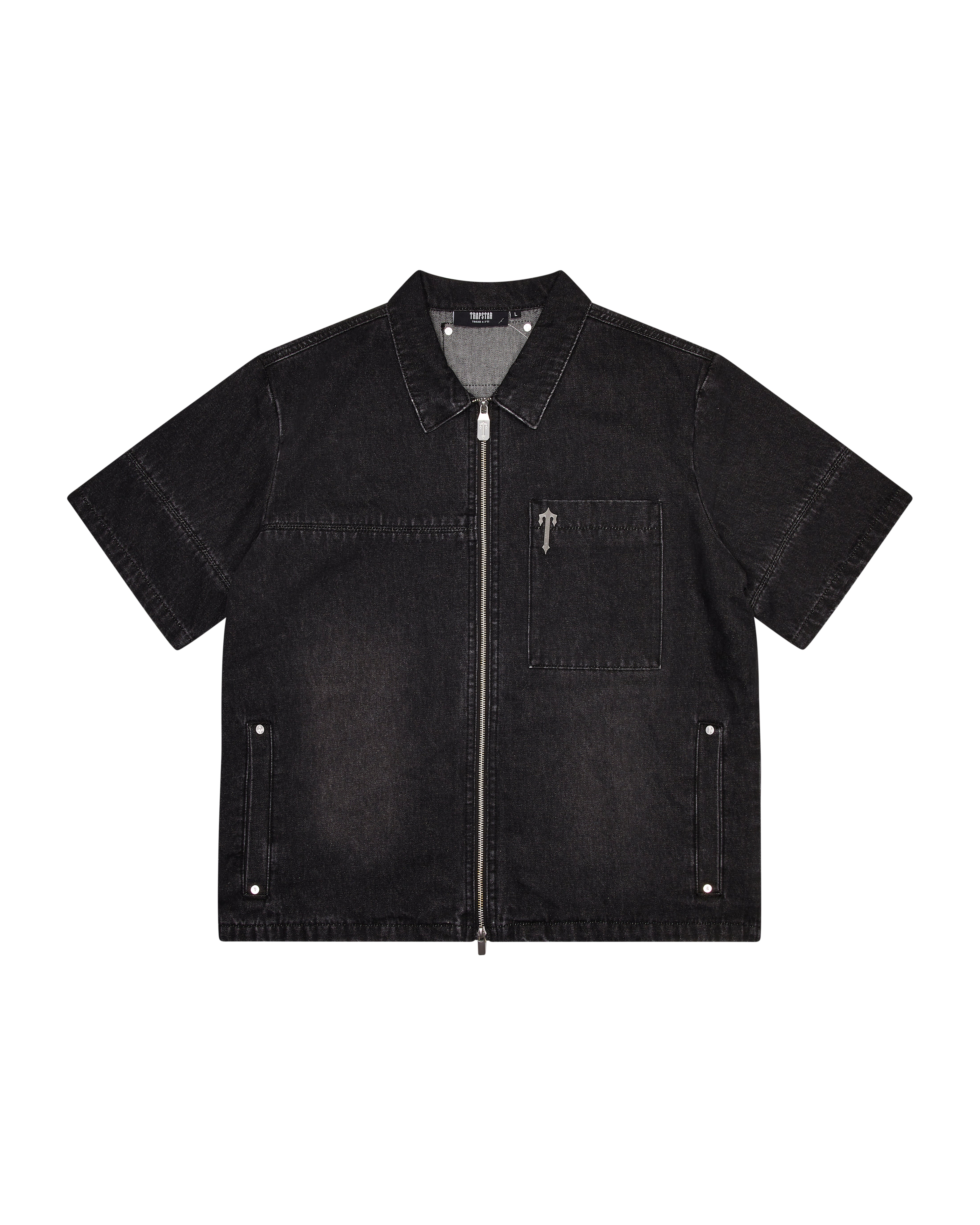 Black Mens Trapstar Deconstruct Rivet Shirts | LJT-980637