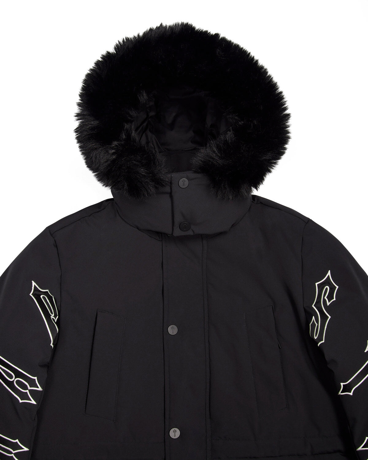 Black Mens Trapstar Hooded Irongate Coats | SNG-792486