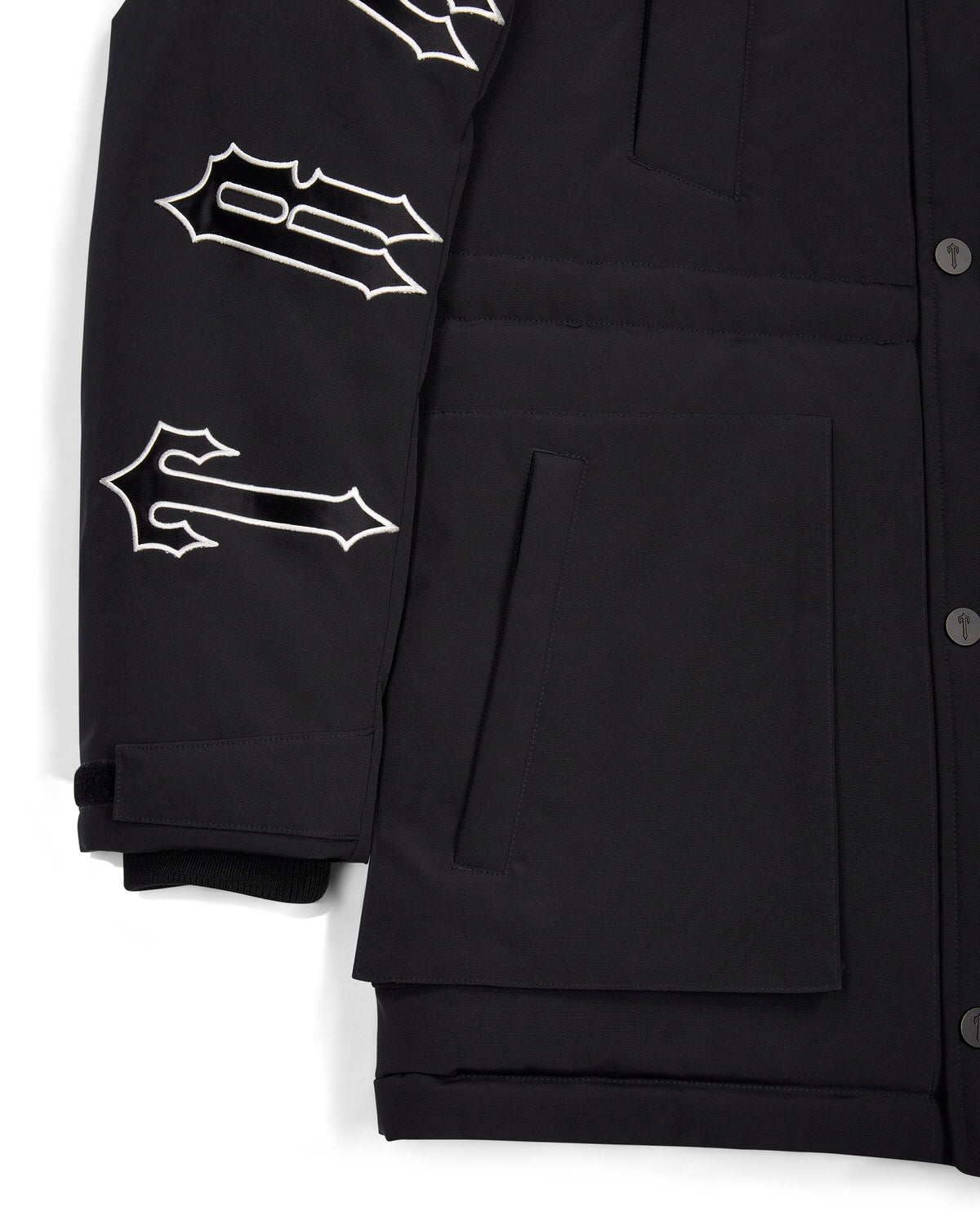 Black Mens Trapstar Hooded Irongate Coats | SNG-792486