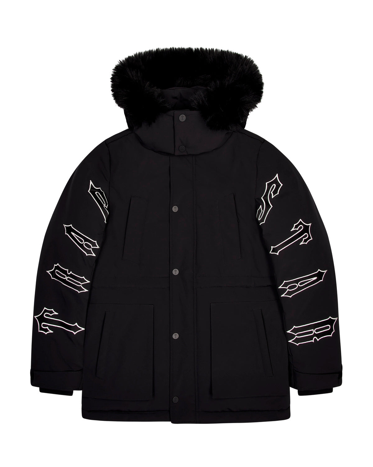 Black Mens Trapstar Hooded Irongate Coats | SNG-792486