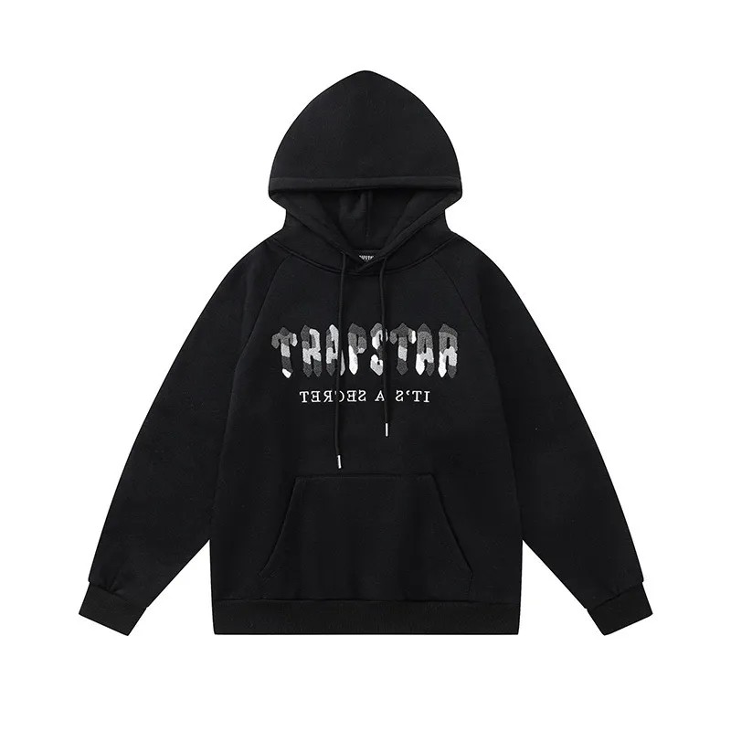 Black Mens Trapstar It’s A Secret Gray Logo Hoodie | IEC-207146