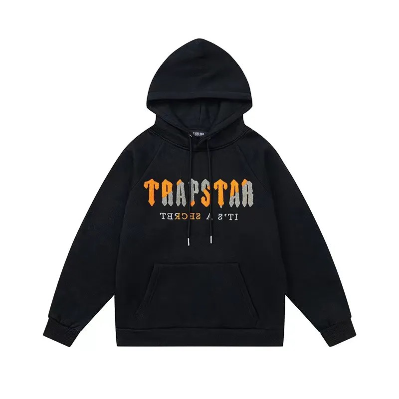 Black Mens Trapstar It’s A Secret Yellow Logo Hoodie | NRU-019563