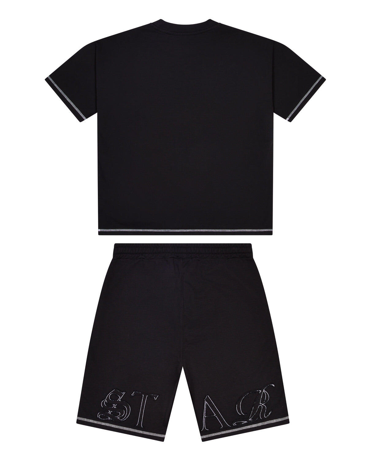 Black Mens Trapstar Patchwork Script Shorts | NUQ-072153