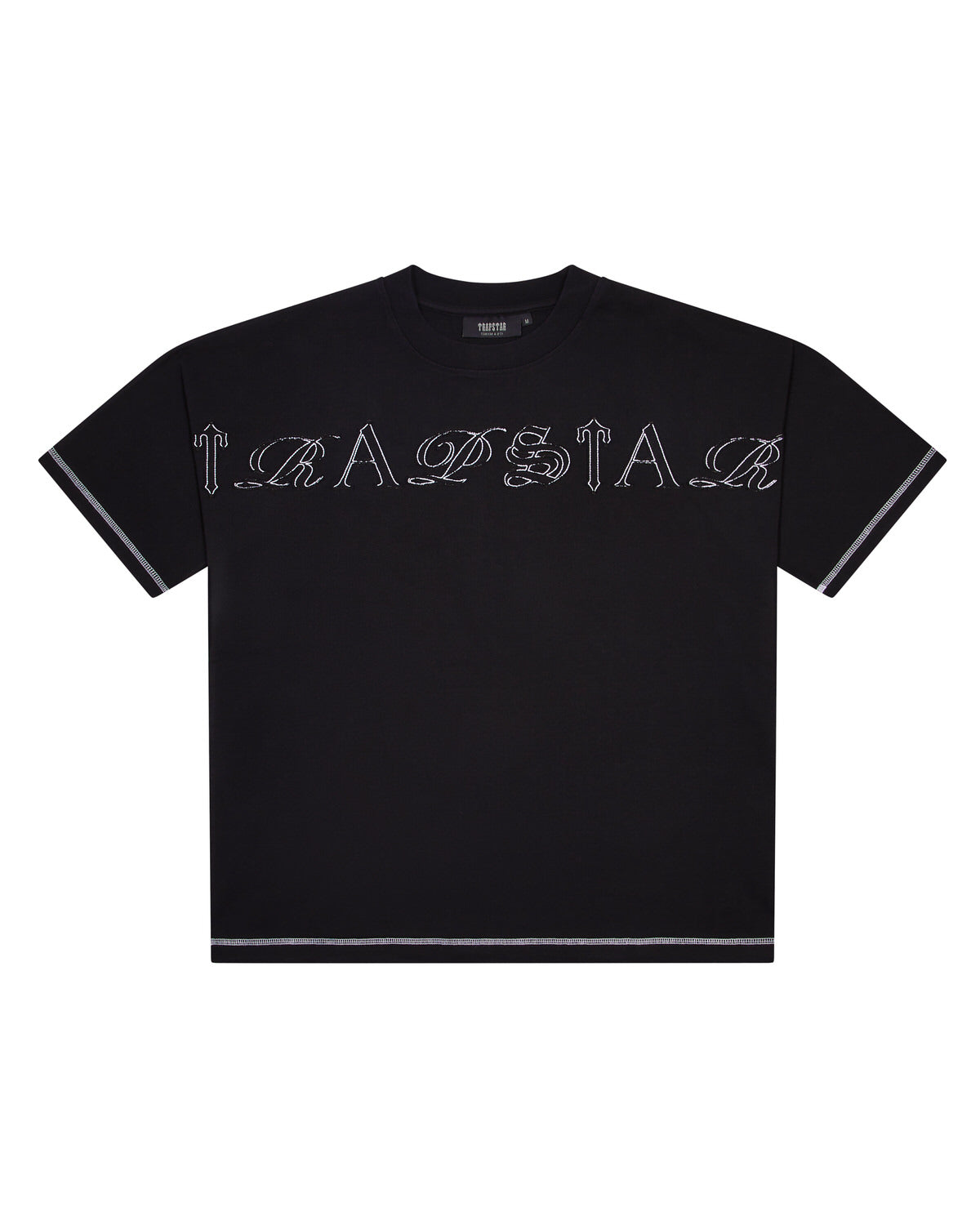 Black Mens Trapstar Patchwork Script T-Shirt | GMY-981724