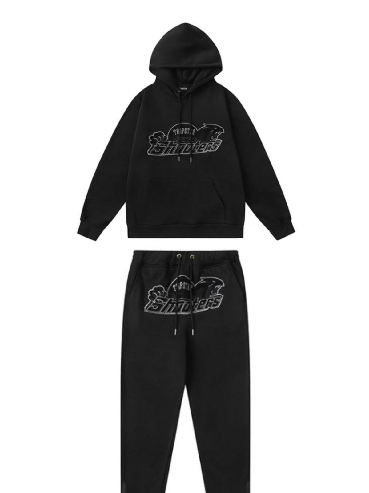 Black Mens Trapstar Shooters Arch Panel Hooded Tracksuits | UBK-093745