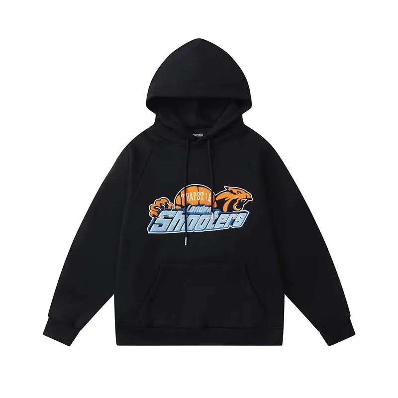 Black Mens Trapstar Shooters Orange Logo Hoodie | XWD-358042