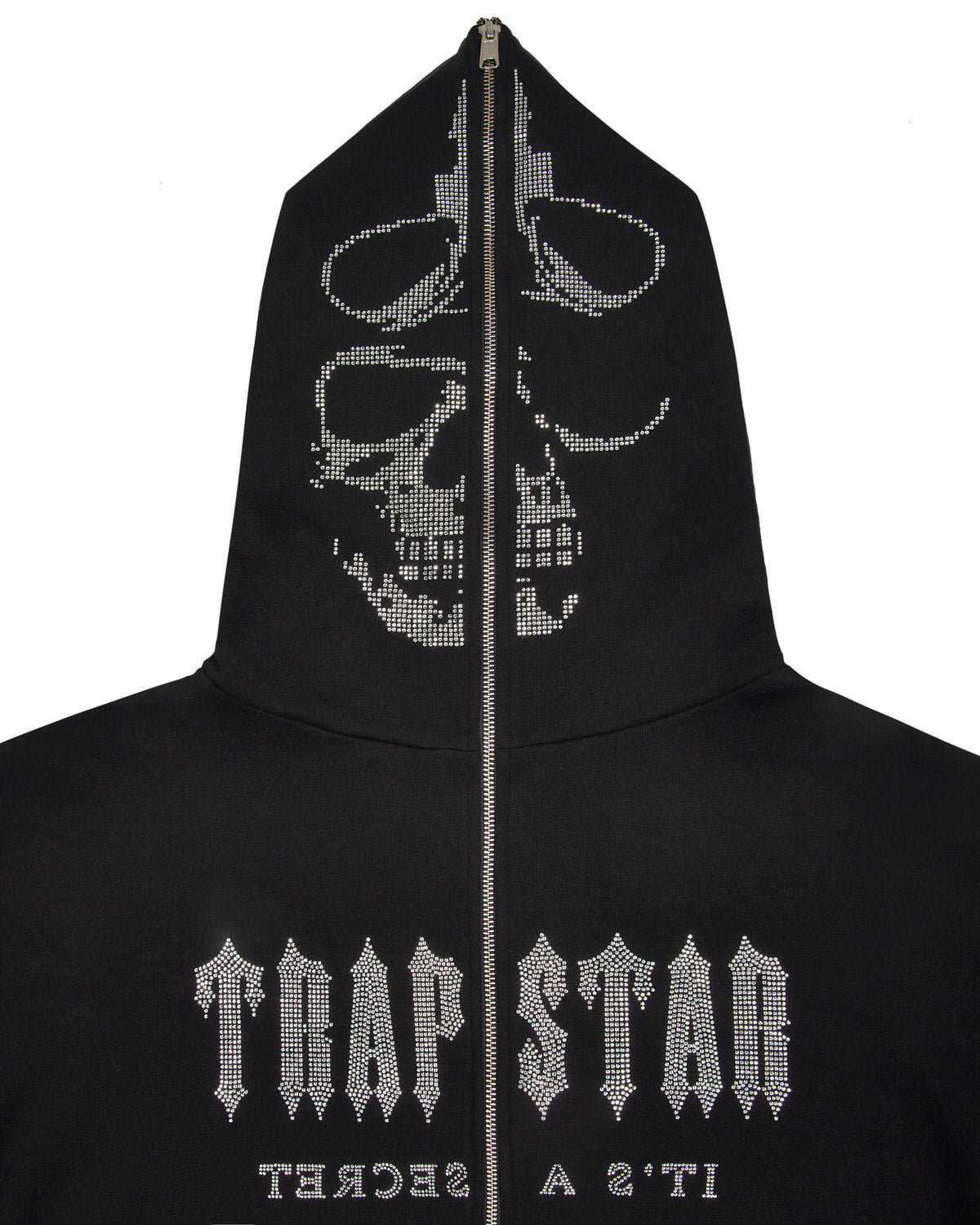 Black Mens Trapstar Skull Decoded Diamante Hoodie | OCT-932180