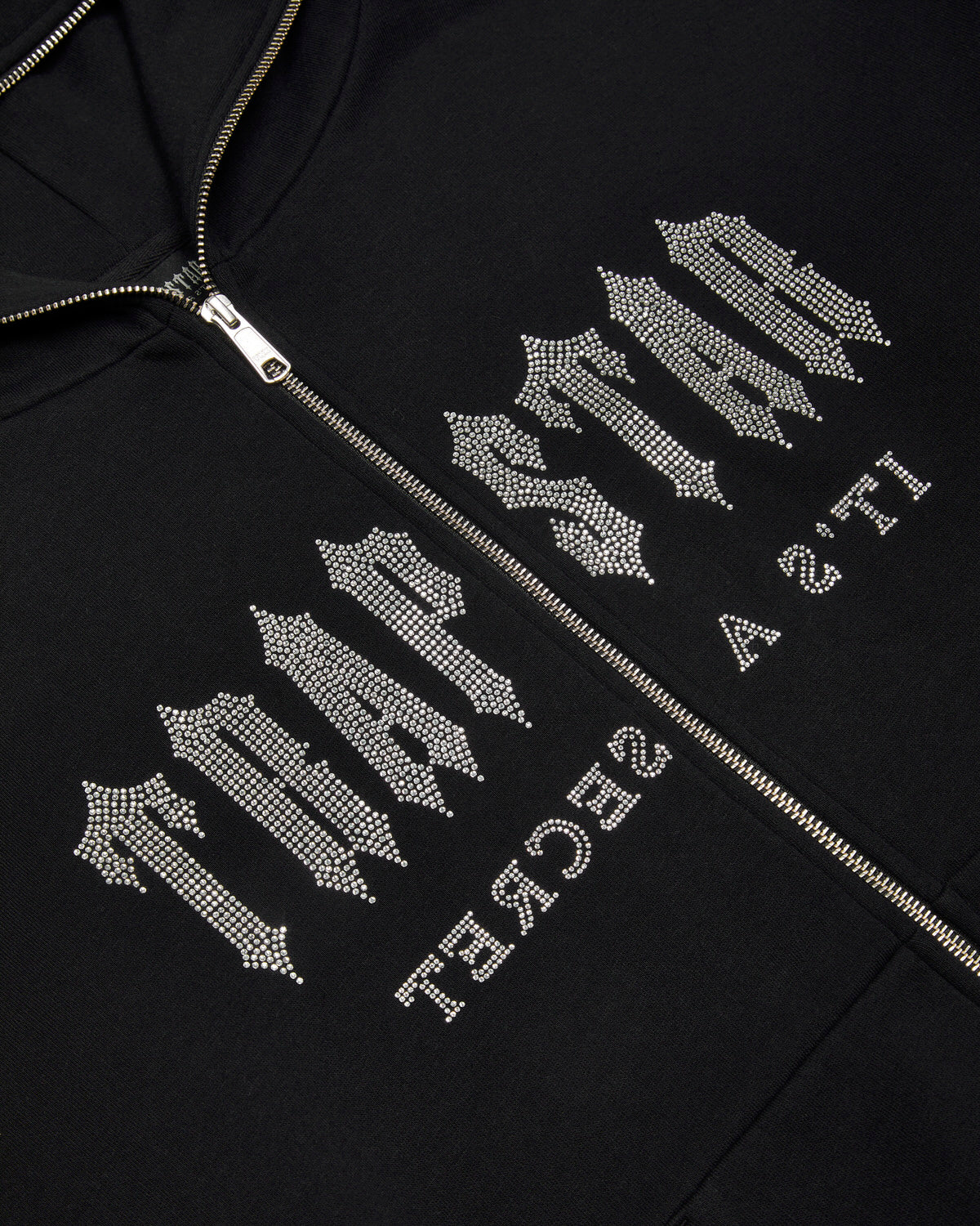 Black Mens Trapstar Skull Decoded Diamante Hoodie | OCT-932180