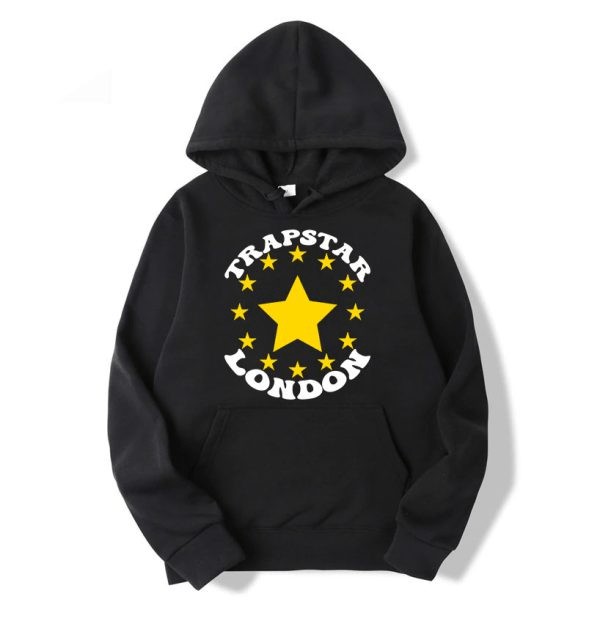 Black Mens Trapstar Stars London Hoodie | KTN-126850