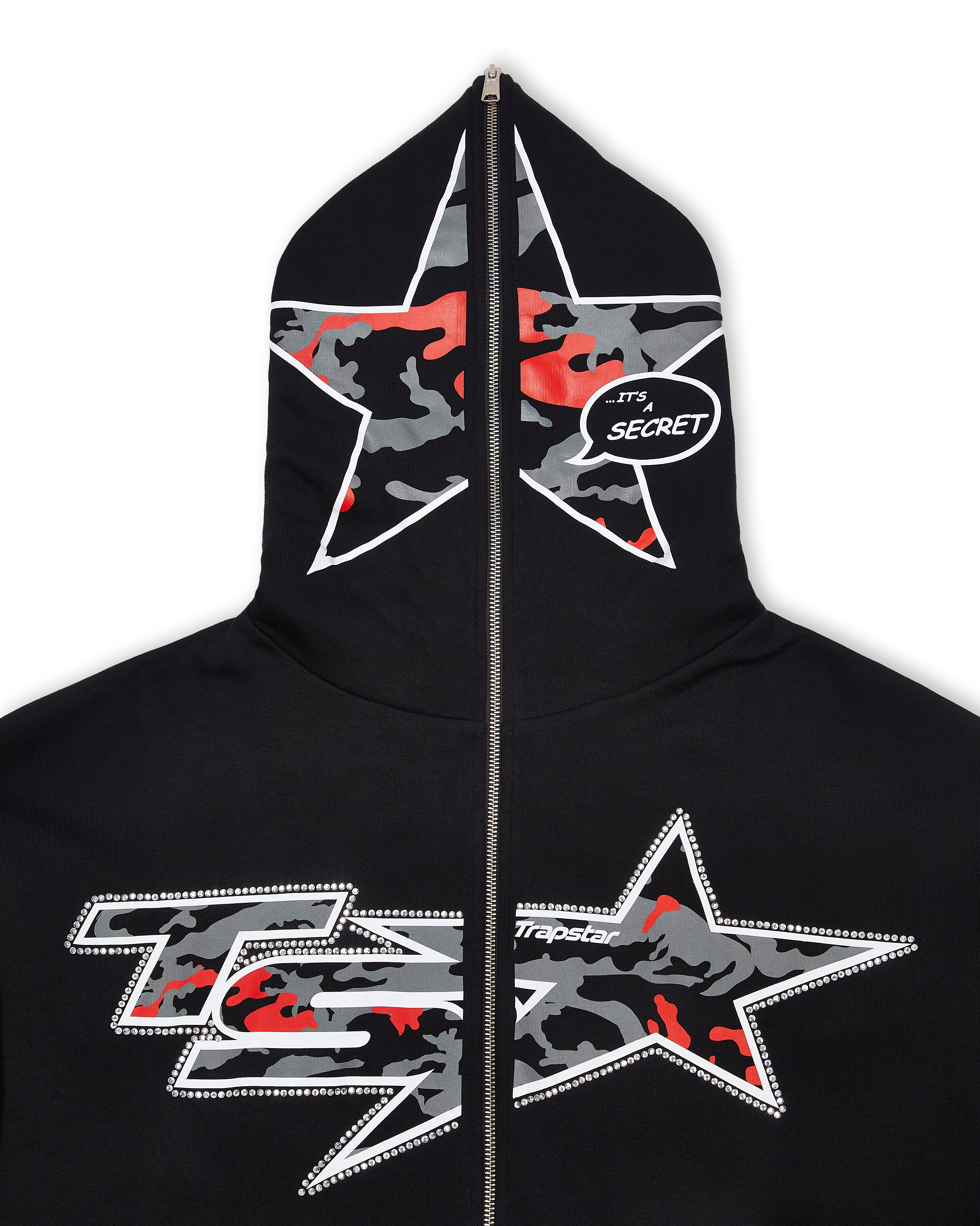 Black Mens Trapstar TS Star Camo Hoodie | GYP-269418