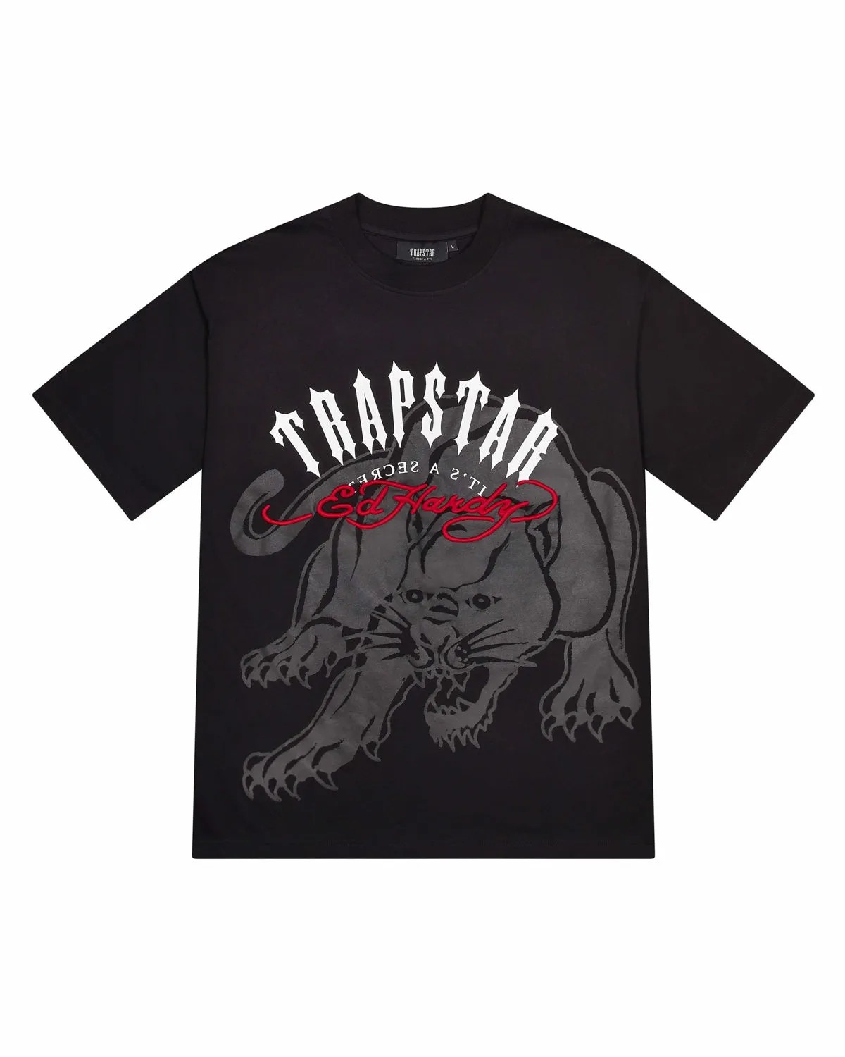 Black Mens Trapstar X Ed Hardy Arch T-Shirt | MBZ-170923