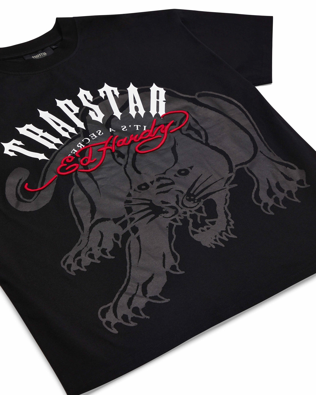 Black Mens Trapstar X Ed Hardy Arch T-Shirt | XGE-427395