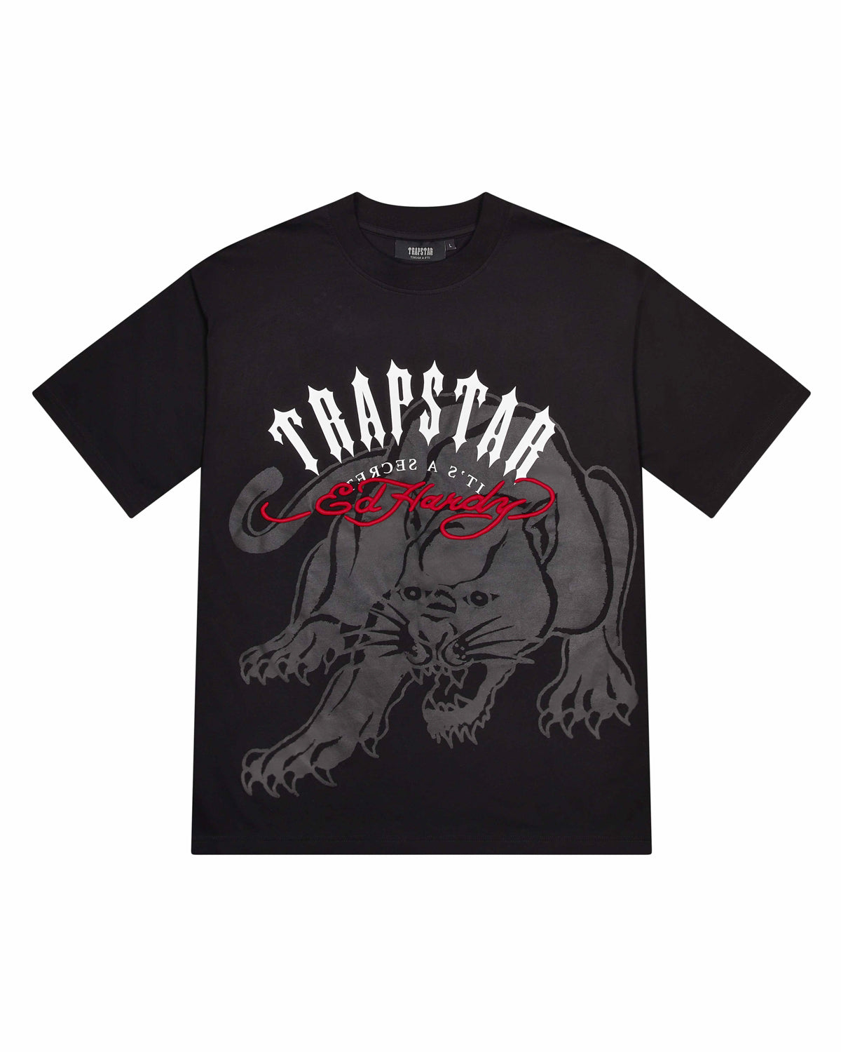 Black Mens Trapstar X Ed Hardy Arch T-Shirt | XGE-427395