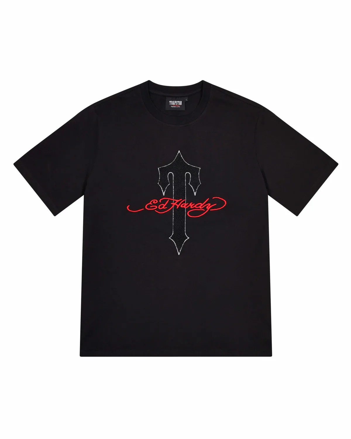 Black Mens Trapstar X Ed Hardy Ironagte T-Shirt | CDZ-925346