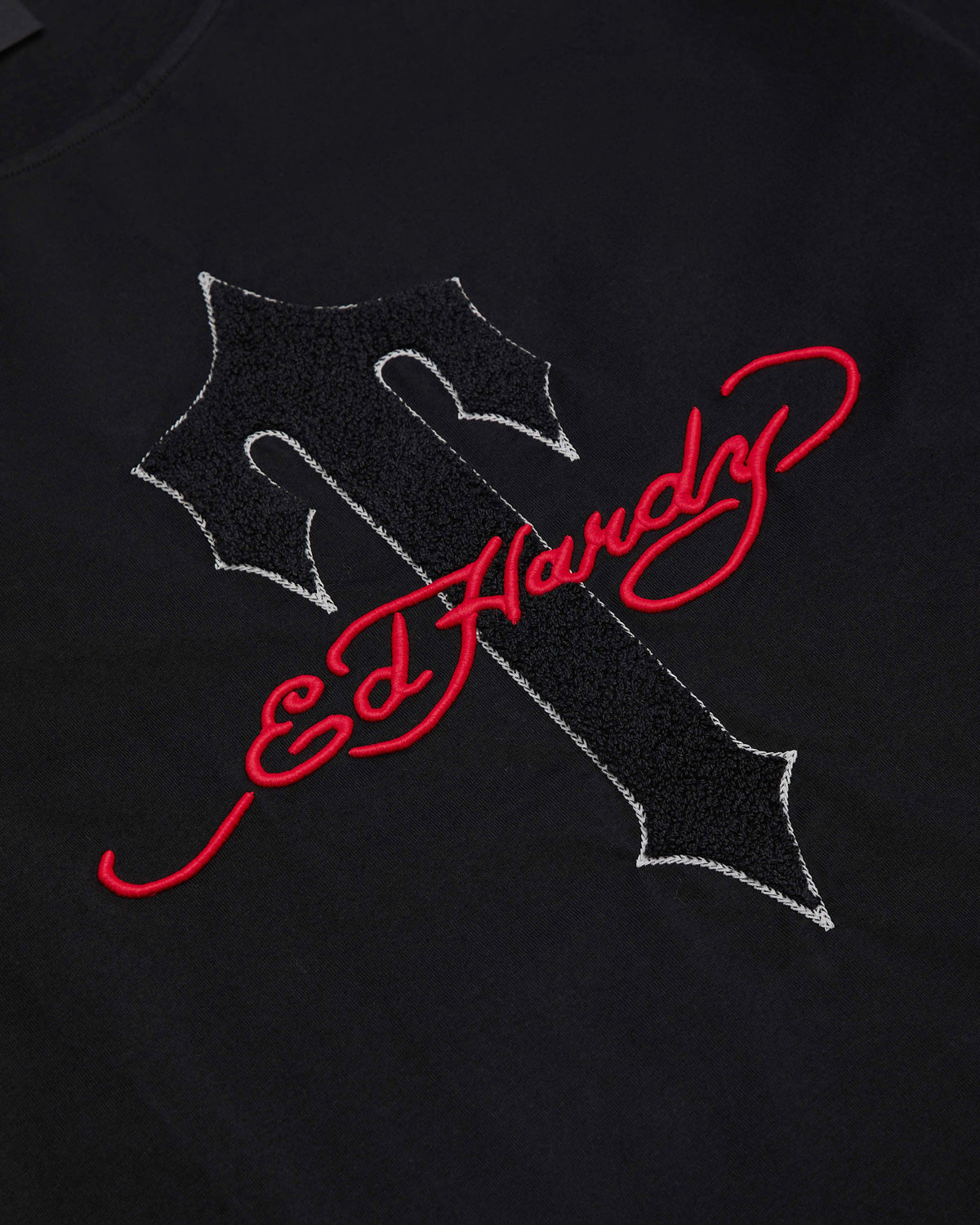 Black Mens Trapstar X Ed Hardy Ironagte T-Shirt | JTN-370694