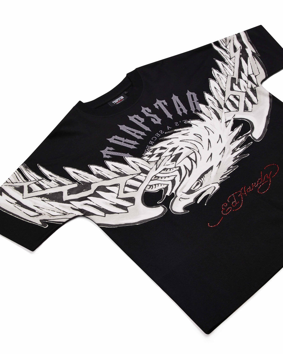 Black Mens Trapstar x Ed Hardy Arched Eagle T-Shirt | BRE-035217