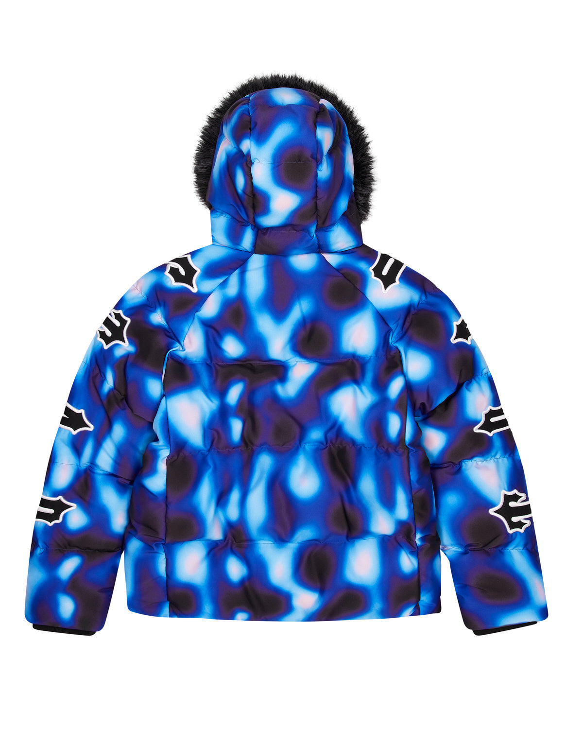 Black / Blue Mens Trapstar Hooded Irongate Sleeve Puffer Jackets | LCF-825034