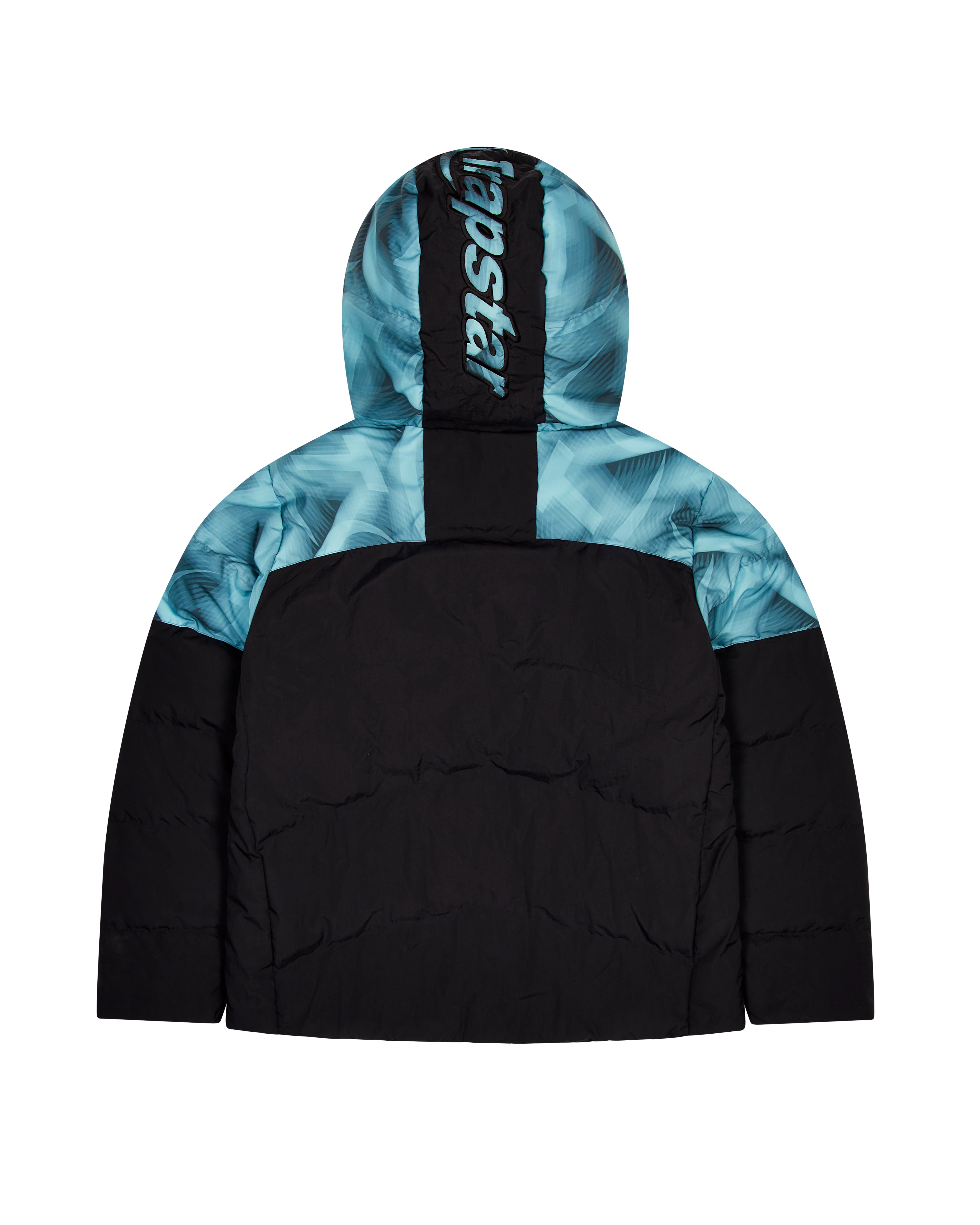 Black / Blue Mens Trapstar Hyperdrive Hooded Puffer Jackets | RPV-639824