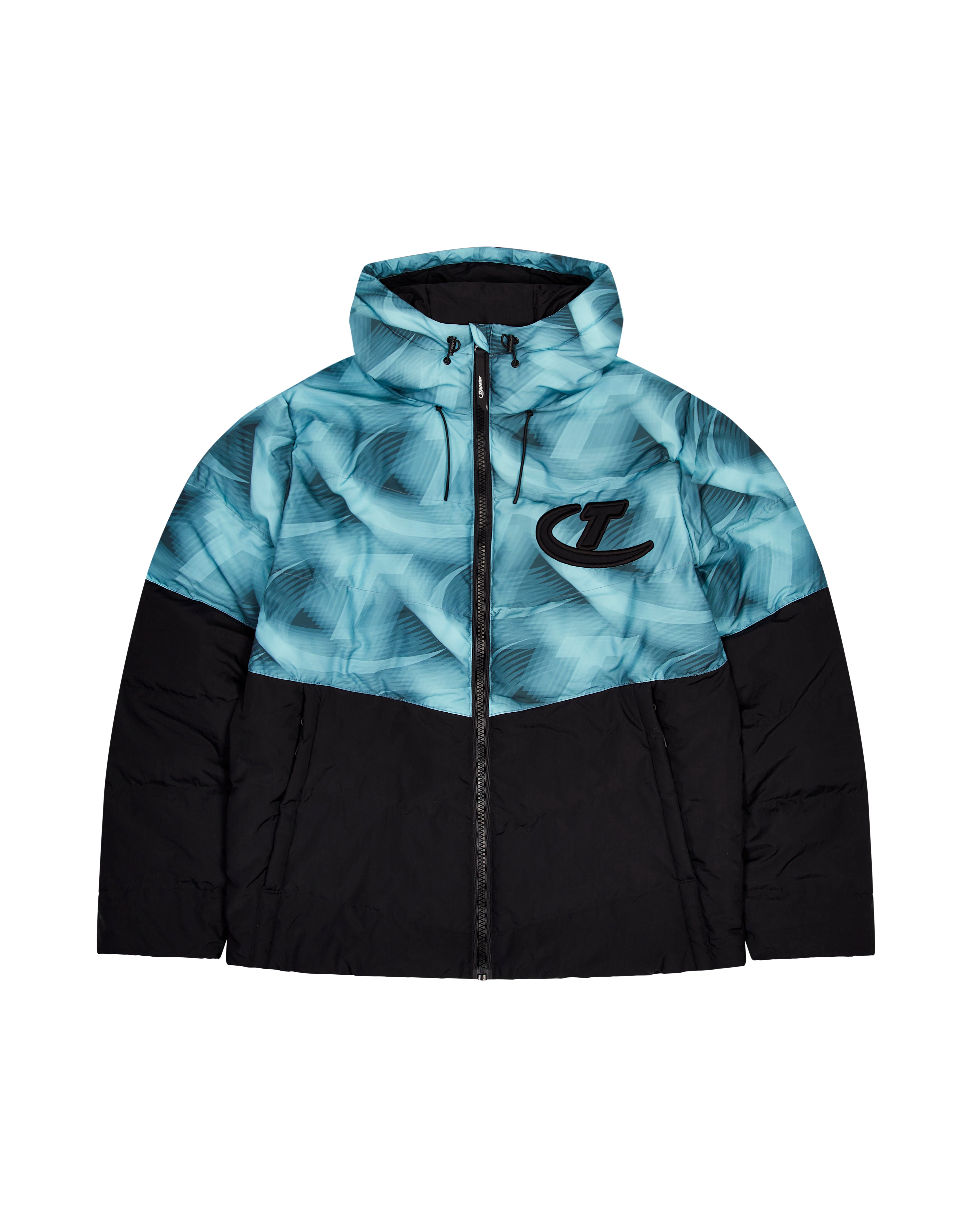 Black / Blue Mens Trapstar Hyperdrive Hooded Puffer Jackets | RPV-639824