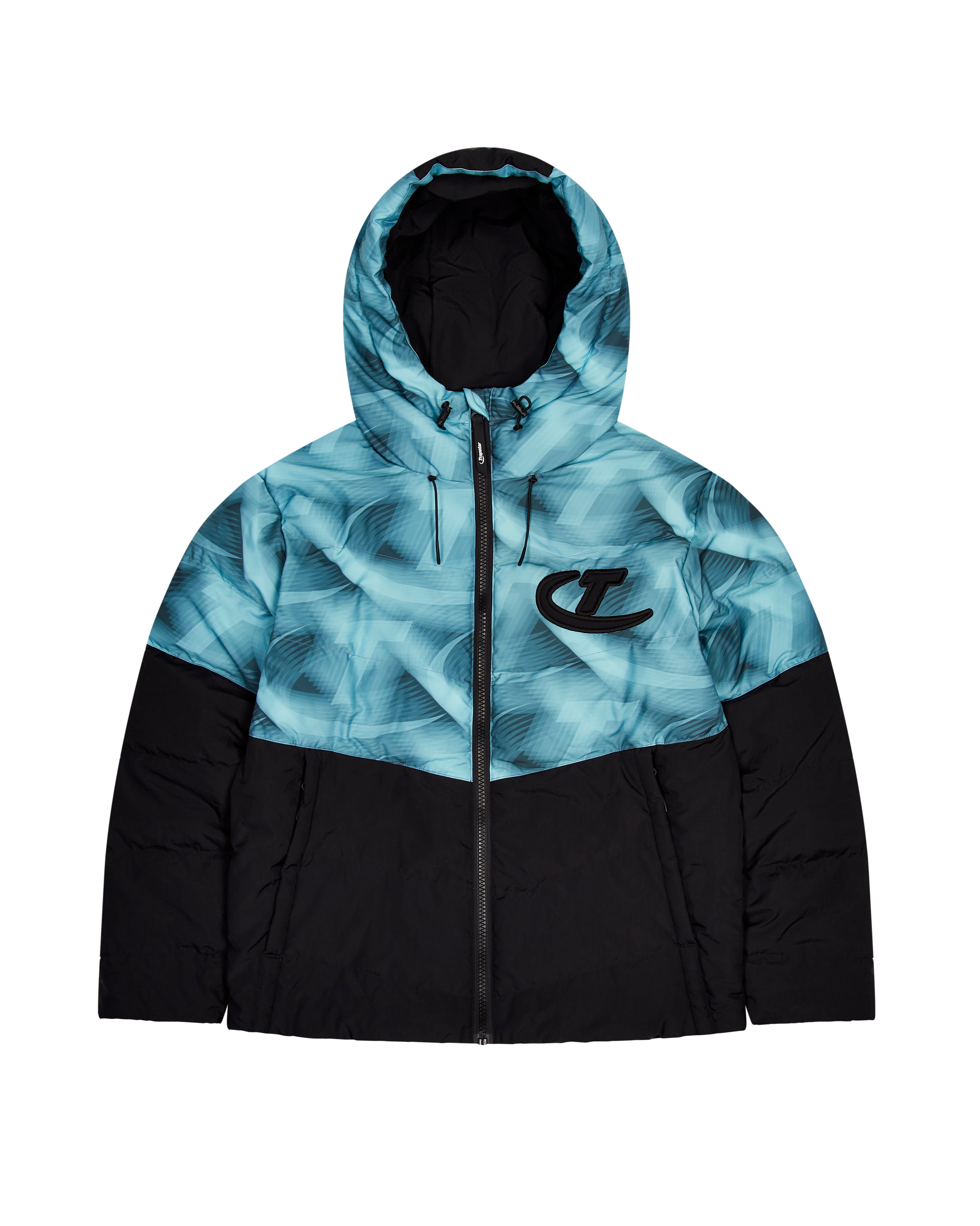 Black / Blue Mens Trapstar Hyperdrive Hooded Puffer Jackets | RPV-639824