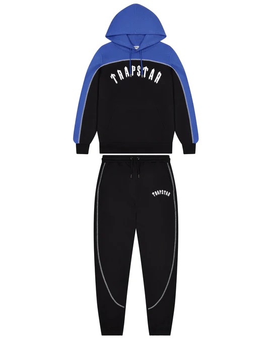 Black / Blue Mens Trapstar Irongate Chenille Arce Hooded Tracksuits | HGX-690245