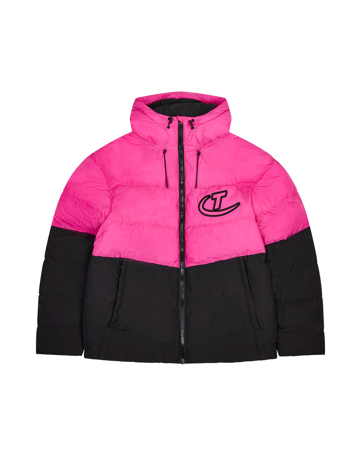 Black / Pink Mens Trapstar Hyperdrive Hooded Puffer Jackets | SNA-583162