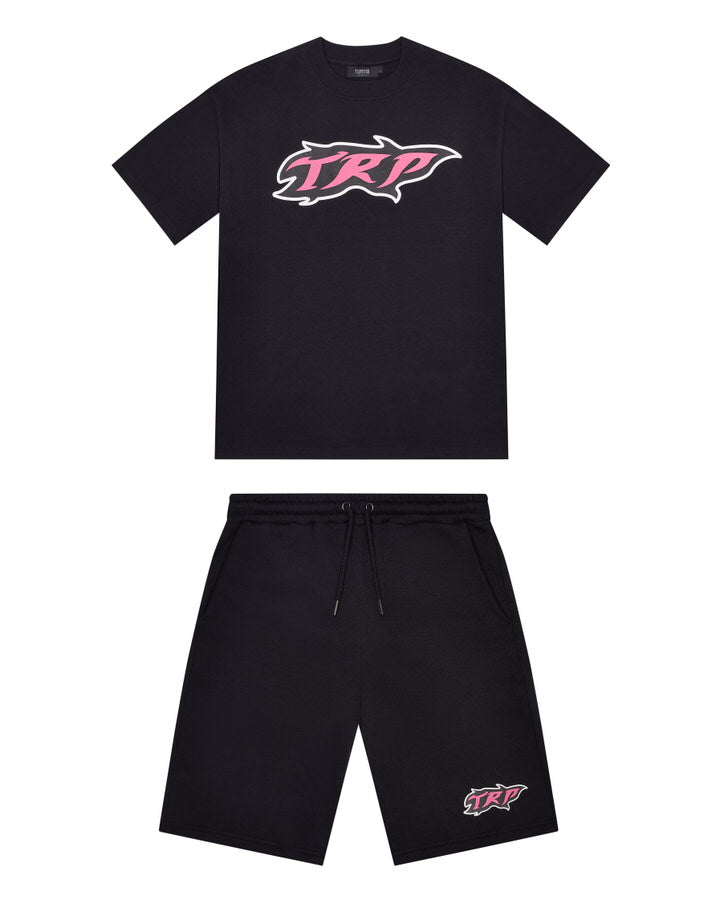 Black / Pink Mens Trapstar TRP Flame Shorts | AZI-539067