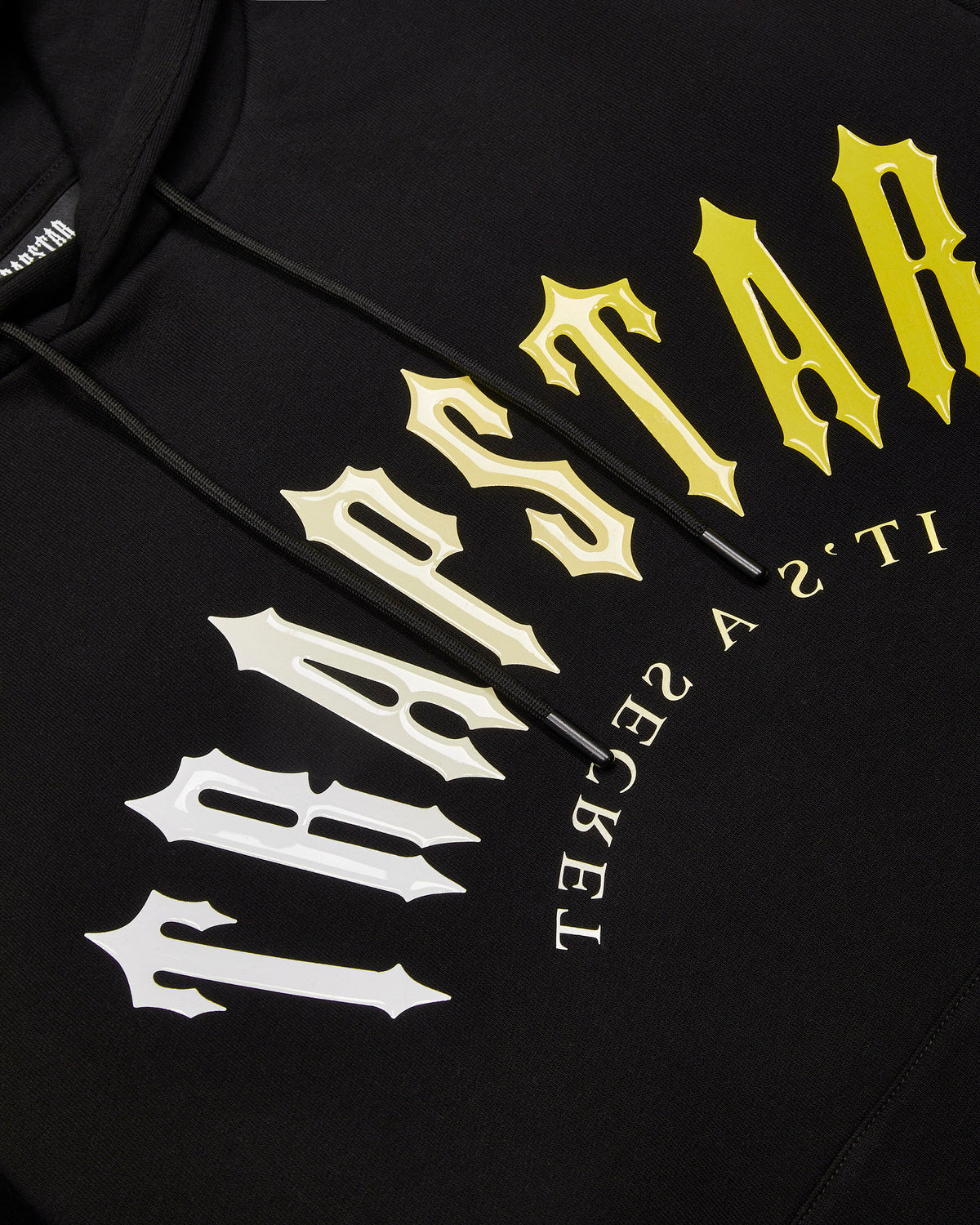 Black / Yellow Mens Trapstar Decoded Hooded Gel Tracksuits | JSN-085347