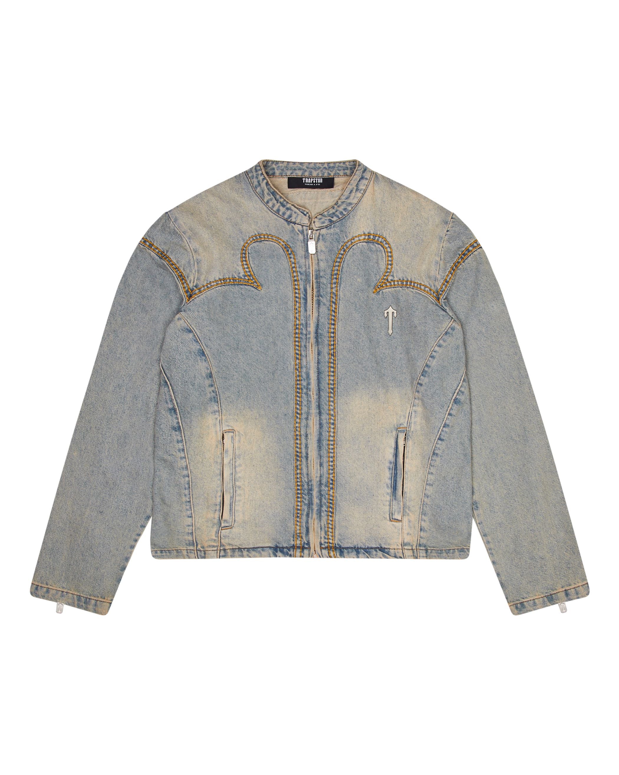 Blue Mens Trapstar Irongate Denim Motocross Jackets | UNK-402578