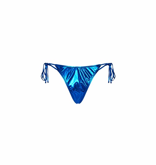 Blue Womens Trapstar Hyperdrive Metallic Tie Side Bikini Bottoms | XZQ-426830