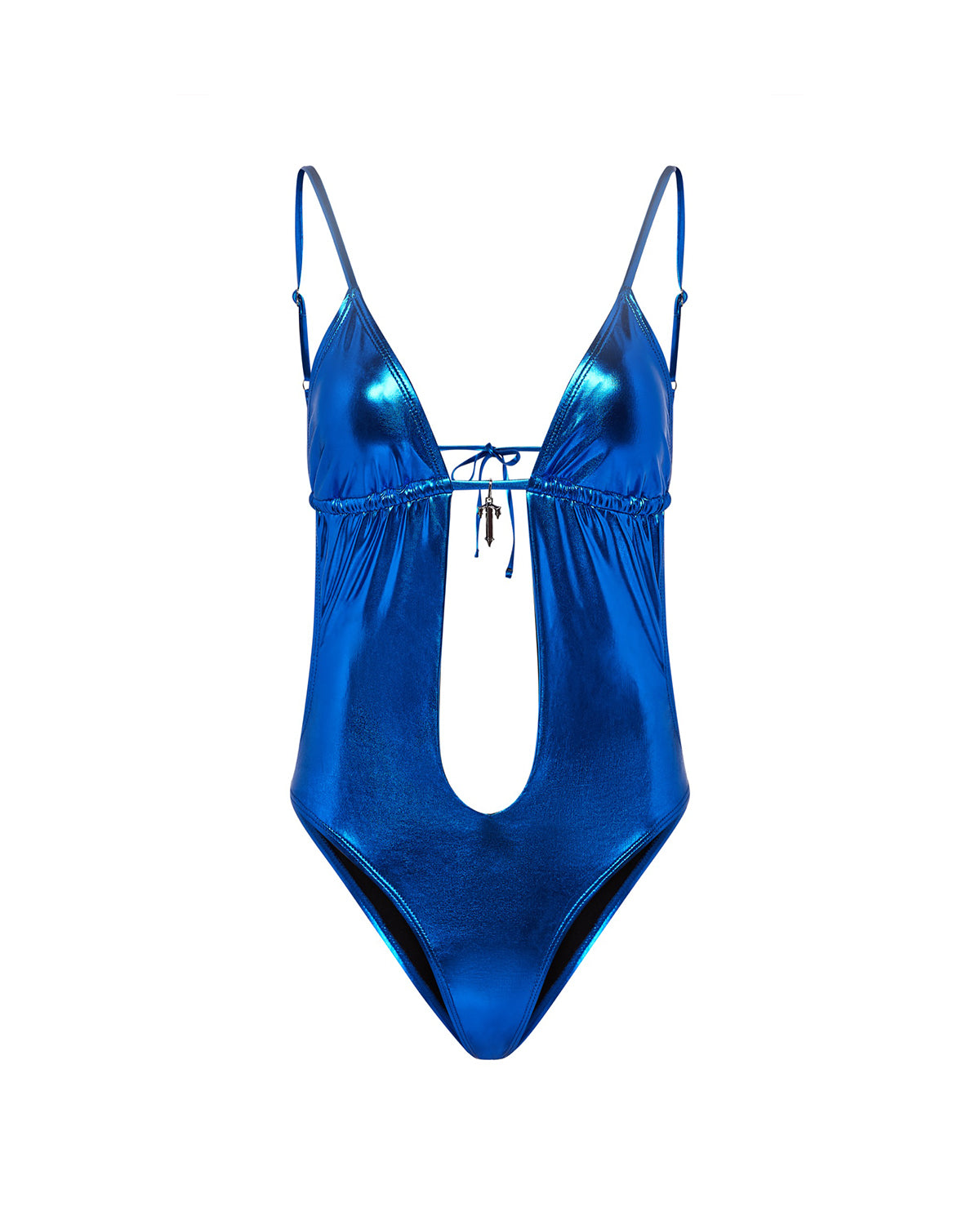 Blue Womens Trapstar Metallic Cutout One Piece Swimsuit | ERT-064135