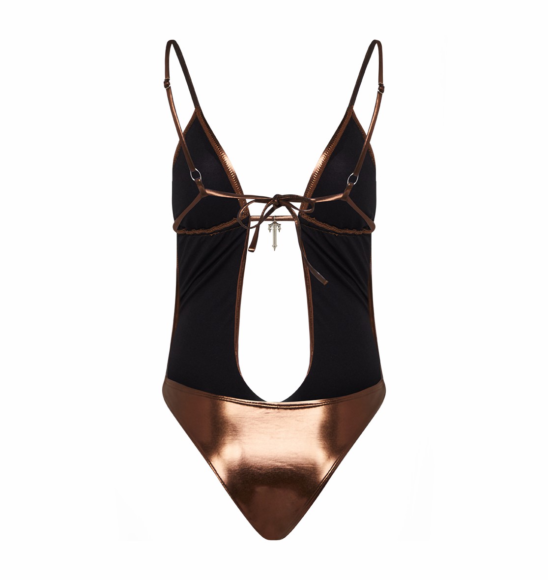 Brown Womens Trapstar Metallic Cutout One Piece Swimsuit | FMA-847916