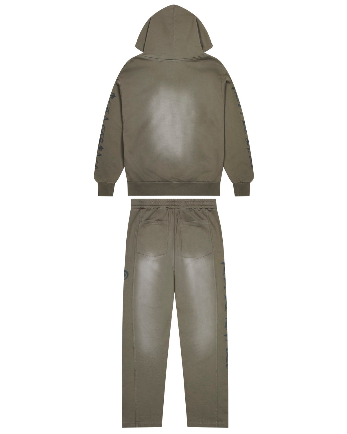 Dark Khaki Mens Trapstar Script Spray Tracksuits | RSA-184325