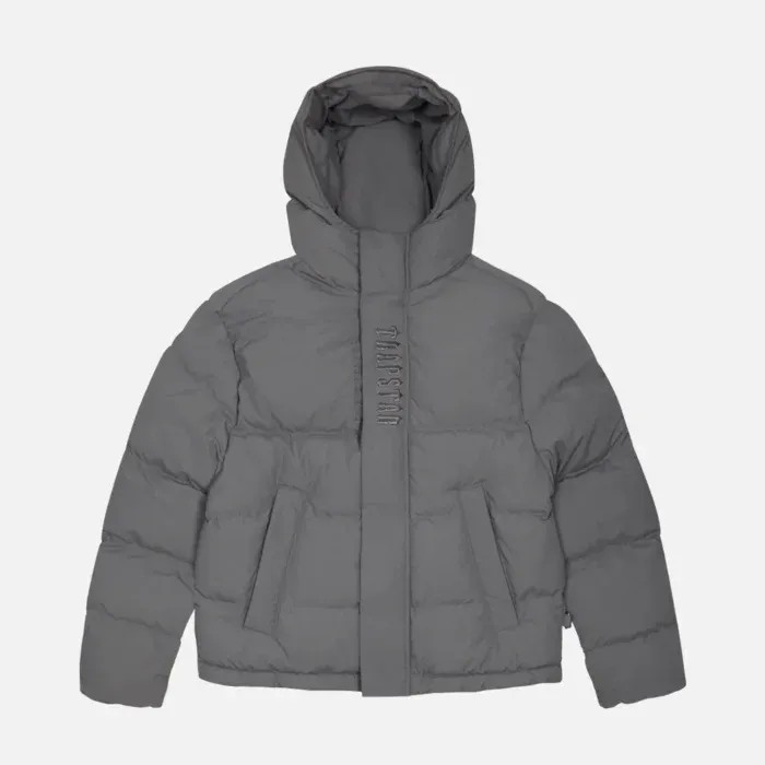 Grey Mens Trapstar Decoded Hooded Padded Puffer Jackets | UIH-307946