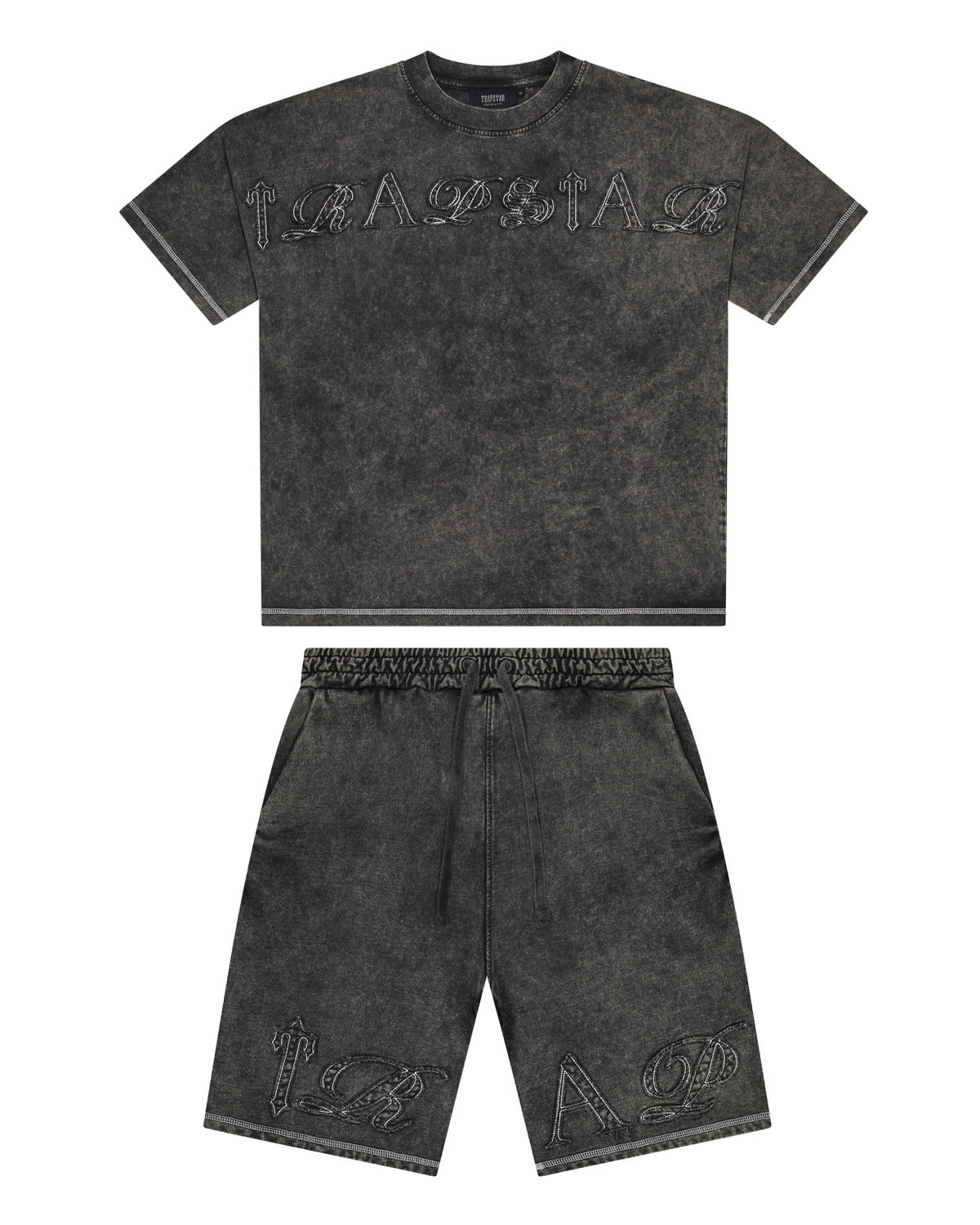 Grey Mens Trapstar Patchwork Script Shorts | ZHN-610954