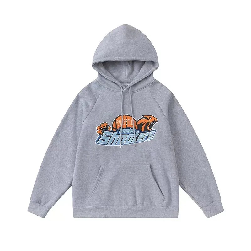 Grey Mens Trapstar Shooters Orange Logo Hoodie | XRP-257310