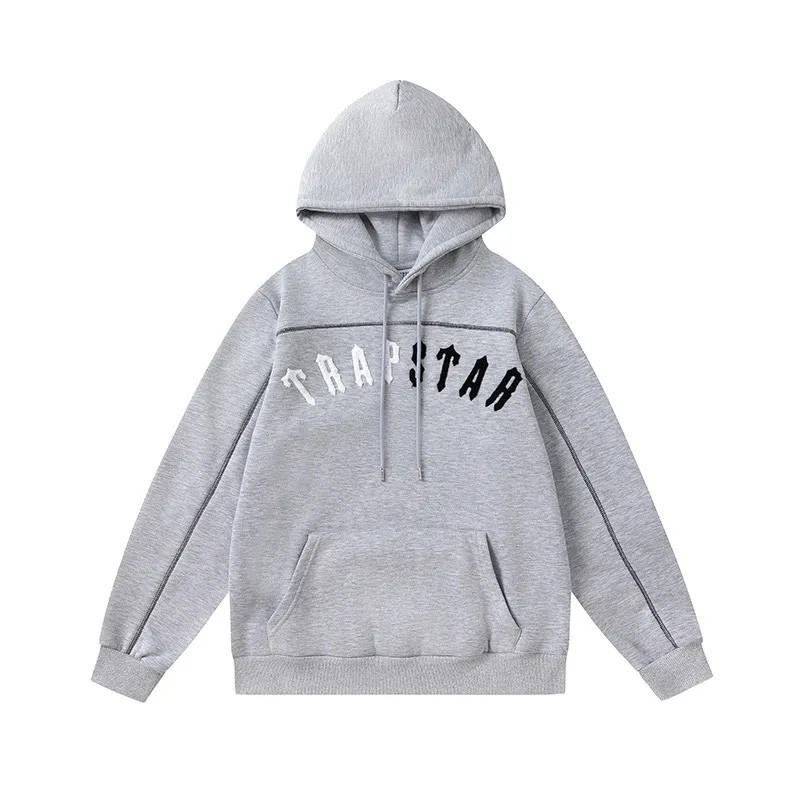 Grey Mens Trapstar White-Black Logo Hoodie | IHG-702546