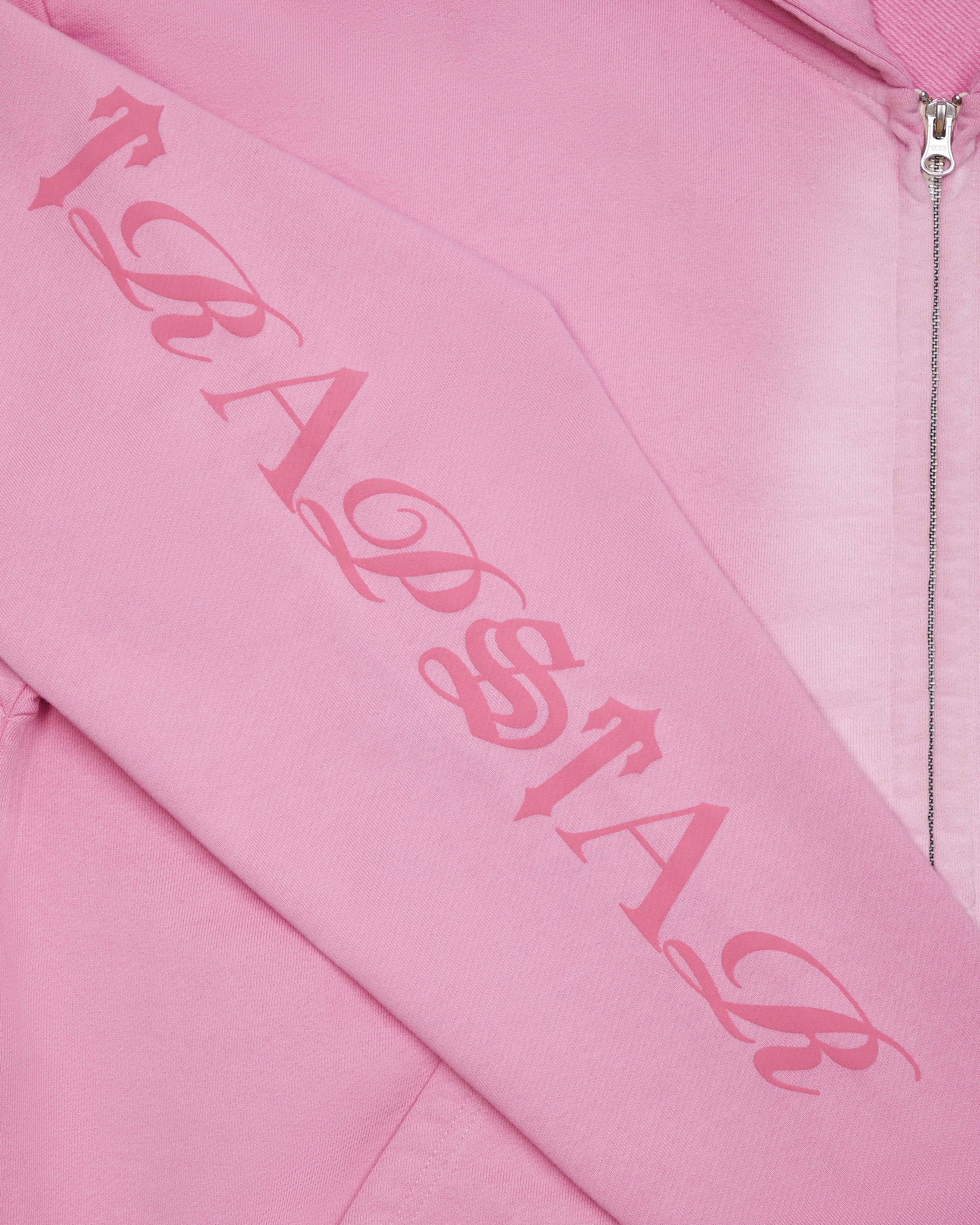 Pink Mens Trapstar Script Spray Hoodie | JGX-410537