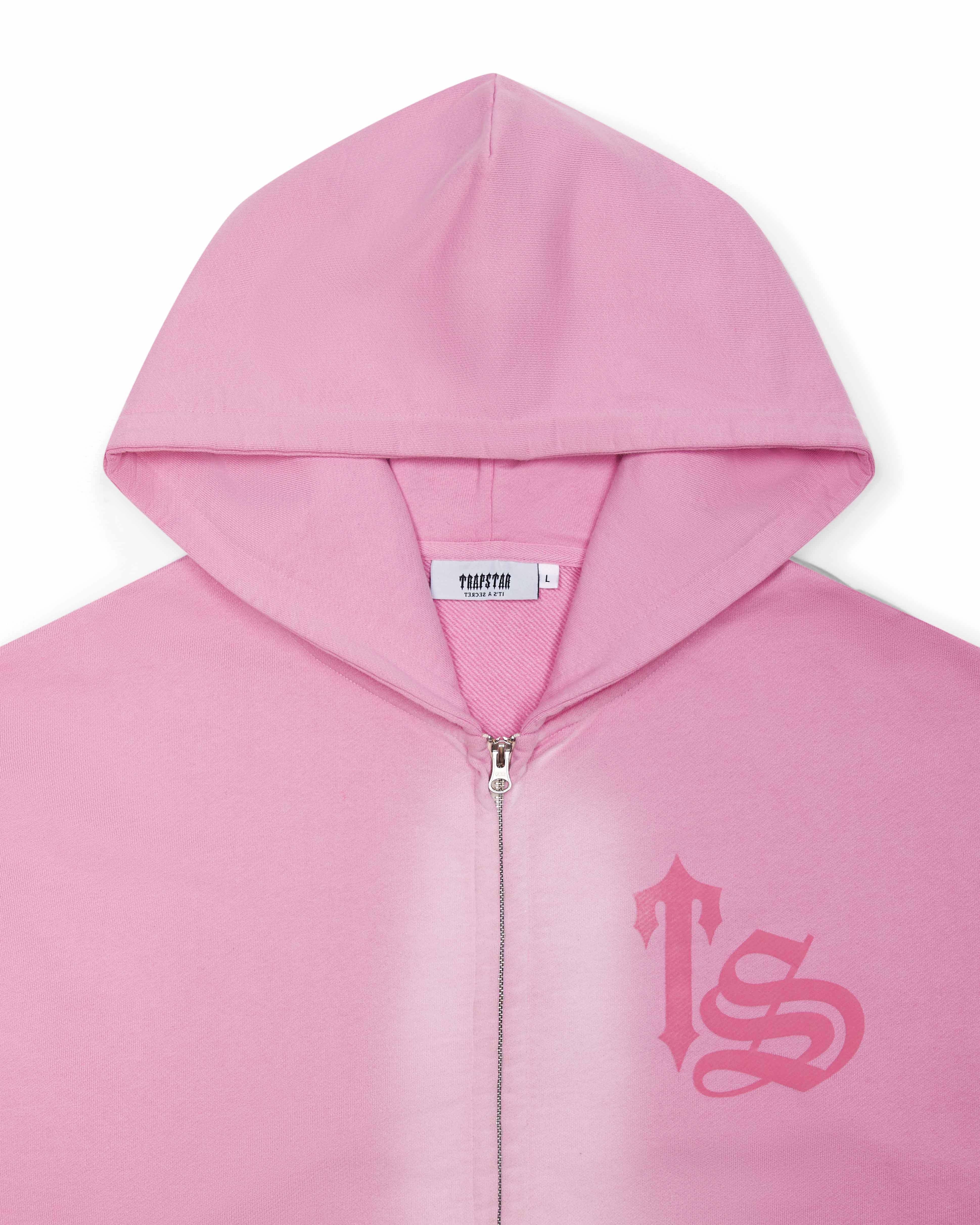 Pink Mens Trapstar Script Spray Hoodie | JGX-410537