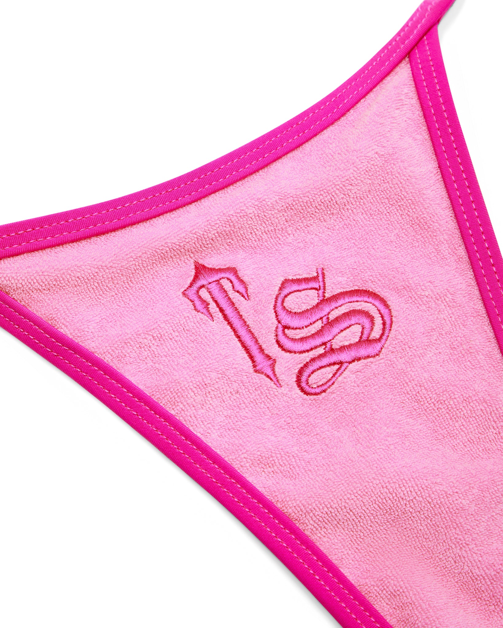 Pink Womens Trapstar Terry Script Bikini Bottoms | DTI-594236