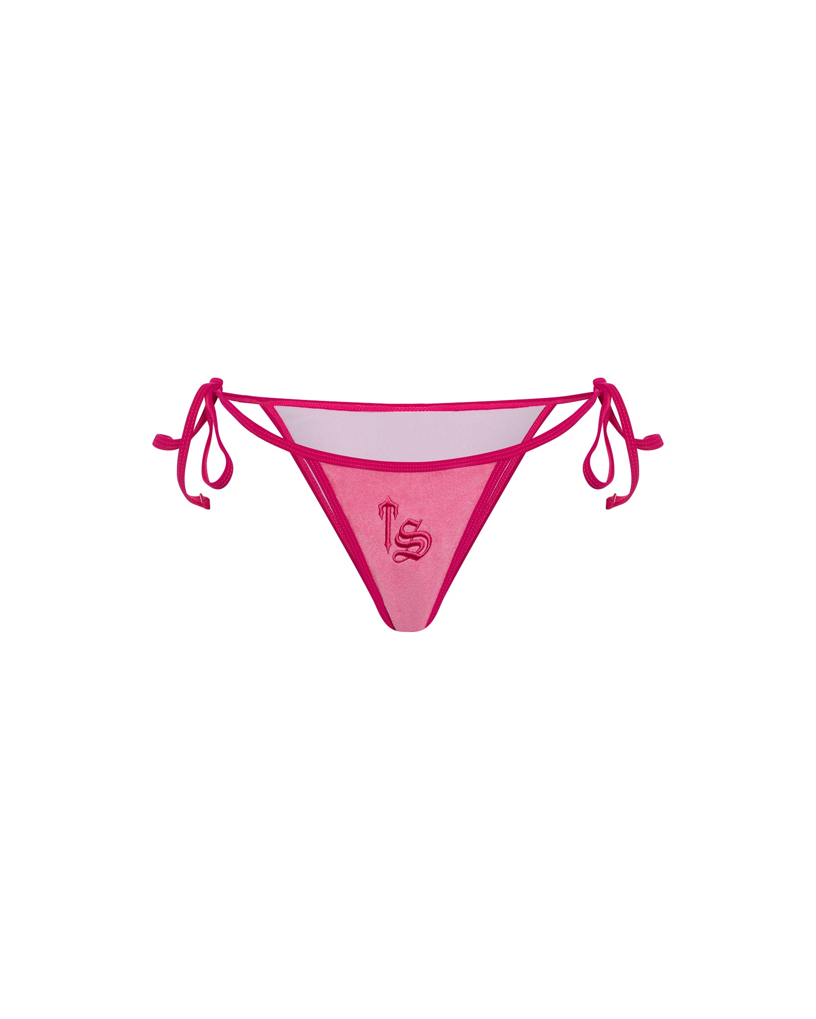 Pink Womens Trapstar Terry Script Bikini Bottoms | DTI-594236