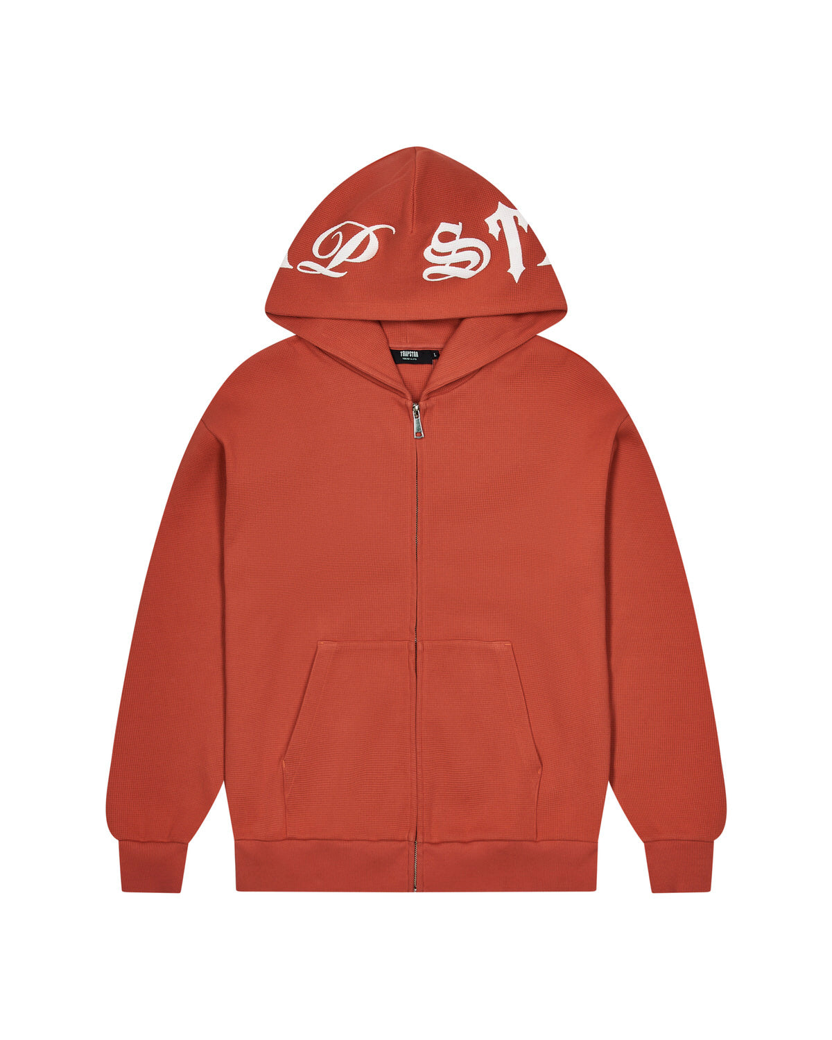 Red Mens Trapstar Script Waffle Hoodie | NDM-650138