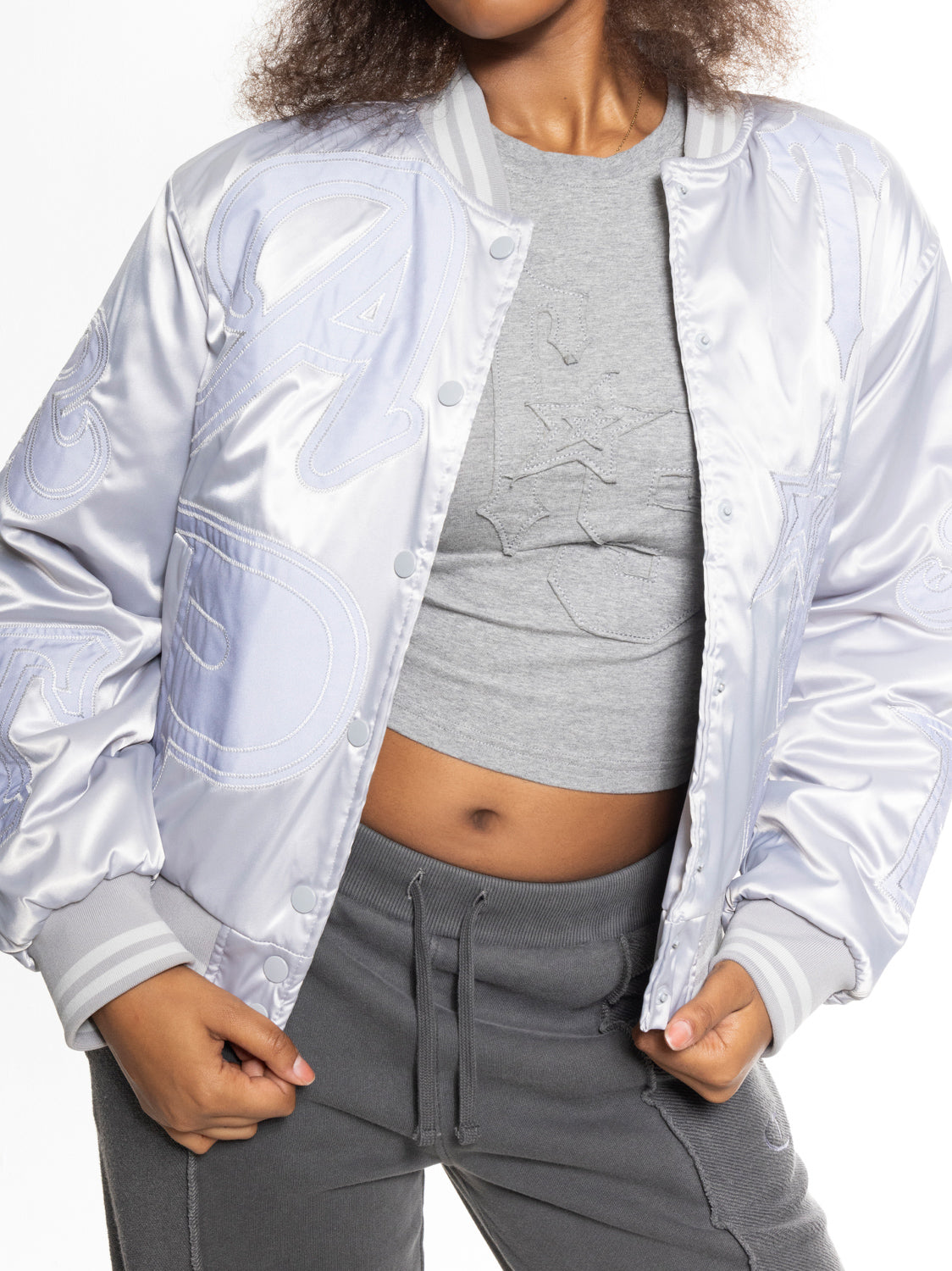 Silver Womens Trapstar Wildcard Stadium Jackets | DHX-325961