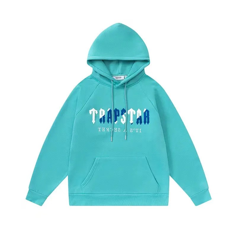 Turquoise Mens Trapstar Blue Logo Hoodie | YLF-196374