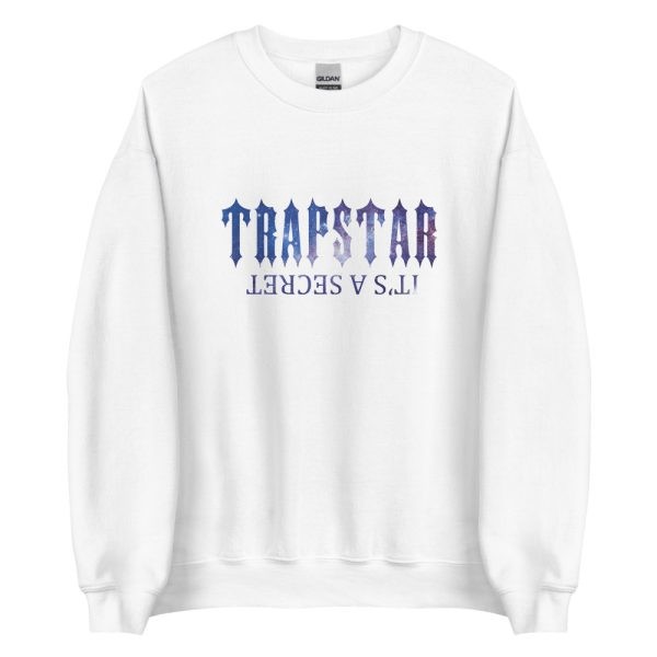 White Mens Trapstar It’s A Secret Shining Galaxy Sweatshirts | YAD-683259